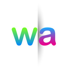 Initial Letter WA Lowercase Logo green, pink and Blue, Modern and Simple Logo Design.