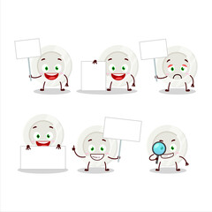 Wall Mural - White plate cartoon character bring information board