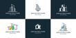 © suneo_99 - Set of building architecture with line art style logo design inspiration.