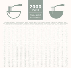 Wall Mural - set of 2000 high quality thin line and solid icons . isolated vector elements