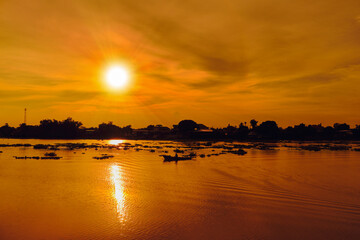 Wall Mural - river at sunset landscape, nature sunset beautiful