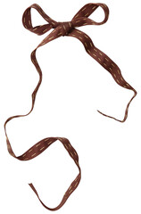 Wall Mural - brown ribbon curl isolated on white background. brown ribbon bow and curl isolated on white backgrou