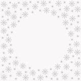 Fototapeta  - Snowflakes square frame place for text. Copy space. Winter border for New Year and Christmas cards invitations flyers social media template. Stock vector illustration isolated on white background.