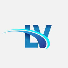 initial letter ,  logotype company name colored blue and swoosh design. vector logo for business and company identity.