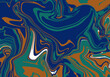 © Gabrieuskal - Estampado vintage o retro irregular con colores de otoño en azul, verde, marrón y blanco