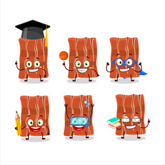 Canvas Print - School student of fried bacon cartoon character with various expressions