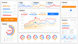 © SpicyTruffel - Infographic dashboard. Charts, bars and diagrams UI design elements for business presentation, mobile application and website template. White frames with statistics, calendar, forecast vector set
