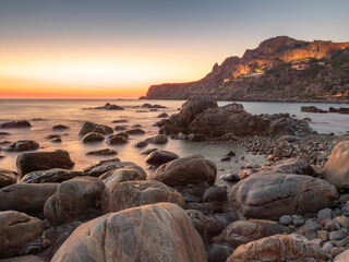 Wall Mural - Greece Crete Island sunset phase during dusk summer time