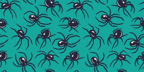 Wall Mural - Colored seamless pattern wallpaper with spider for halloween october party. Design of banner, poster or postcard