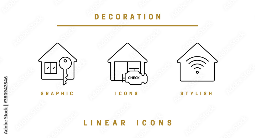 Set of outline vector icons construction and home repair kit for web ...
