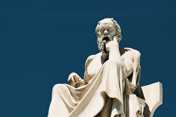 Statue of the ancient Greek philosopher Socrates in Athens, Greece.