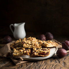 Wall Mural - Traditional homemade plum pie with streusel