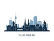 Nuremberg skyline, monochrome silhouette. Vector illustration.