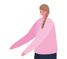 Wall Mural - woman cartoon with pink pullover vector design