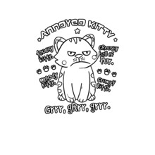 Funny Touchy Kitty Annoyed Cat Kitten Lovers Tee Unisex Fleece Zip Design Animals Coloring Book Animals Vector Illustration