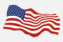 American Flag Waving In The Wind. Vector Illustration