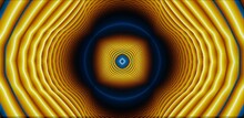 Abstract Blue & Yellow Fractal Background - Are You Looking In Or Out? Up Or Down? This Bold Fractal Design Will Keep You Guessing With Glowing Lights All Around.