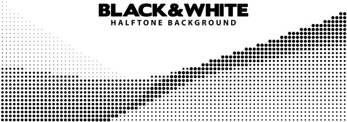 Poster - Black and white halftone background. Vector graphics