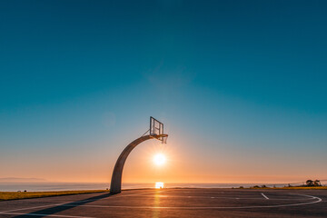 Wall Mural - Sunset basketball court shot in San Pedro