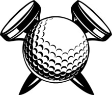Golf Ball With Crossed Tee Sports Eps Vector 