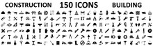 Set 150 Construction Icons, Building, Repair Tools – Stock Vector