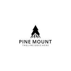 Wall Mural - Creative Illustration Simple pine tree with Mountain Logo Design Vector