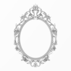 Wall Mural - frame carved vintage black and white pencil drawing, 3d render isolated on white background high quality