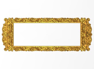 Wall Mural - frame carved vintage black and white pencil drawing, 3d render isolated on white background high quality