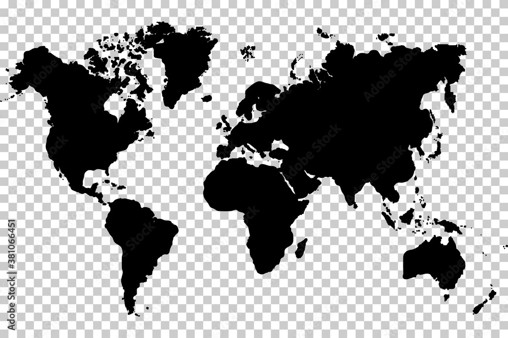 World map vector illustration flat design isolated on transparent ...
