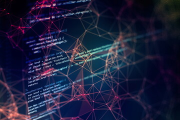 Wall Mural - notebook closeup photo. css, javascript and html usage. monitor closeup of function source code. abs