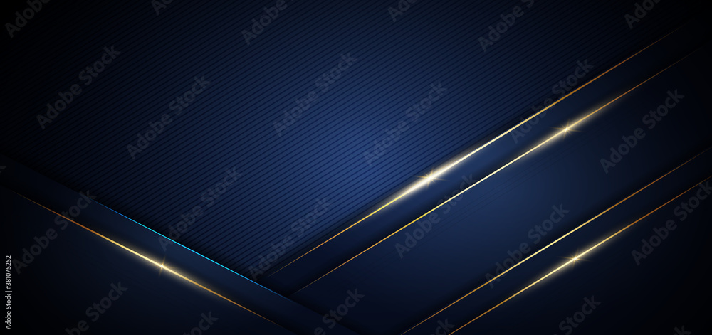 Abstract template blue geometric with golden line layer background ...