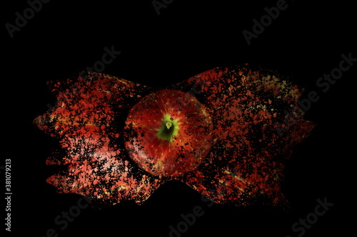Fotomural decaying Polish apple on a black background artistic vision