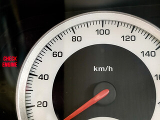 Speedometer of car in stopped condition