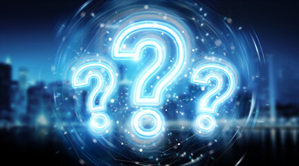 Fototapete - Digital question marks holographic interface 3D rendering