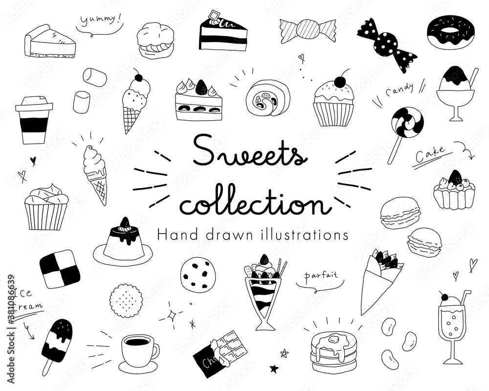 創作【お菓子は全部あたしのもの♪】手描きイラスト 下絵付き Spring illustrated letter 