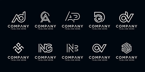 Set of creative letter monogram abstract logo design template