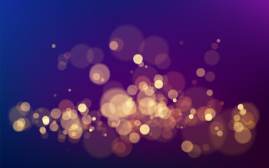 Wall Mural - bokeh effect on dark background. christmas glowing warm golden glitter element for your design. vect