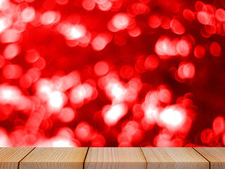 Wood table top on bokeh light abstract background can be used for montage or display your products