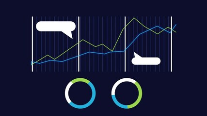 Wall Mural - statistics infographic data animation with circles and speech bubbles