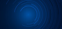 Abstract Technology Futuristic Concept Blue Circular Lines Banner Design Connection