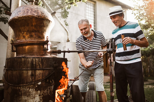 Traditional homemade distillery for making brandy