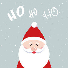 Sticker - Santa claus cute christmas ho ho ho lettering vector snowy background