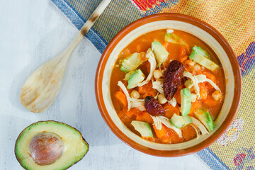 Wall Mural - Caldo tlalpeño, authentic broth from Mexico