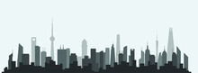 Abstract Futuristic City Sky With Modern Buildings Vector Wallpaper Background. Vector Illustration EPS 10.
