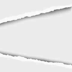 Wall Mural - Torn, snatched window with white background in sheet of vector white paper.