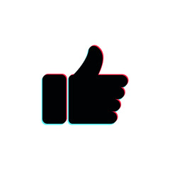 Poster -  Like icon in glitch style, Thumbs Up symbol