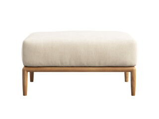 Wall Mural - Light beige fabric ottoman with wooden legs. 3d render