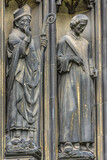 Fototapeta Paryż - Saints Statues at central portal of western facade of Saint-Ouen-de-Rouen. Rouen Saint-Ouen Abbey Church (Abbatiale Saint-Ouen, 1318 - 1537) - Gothic Roman Catholic church in Rouen, Normandy, France.
