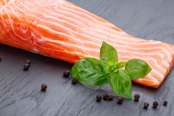  piece of raw fresh salmon