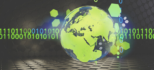 digital concept. world globe focus on Europe. elements of this image furnished by NASA 3d-illustration